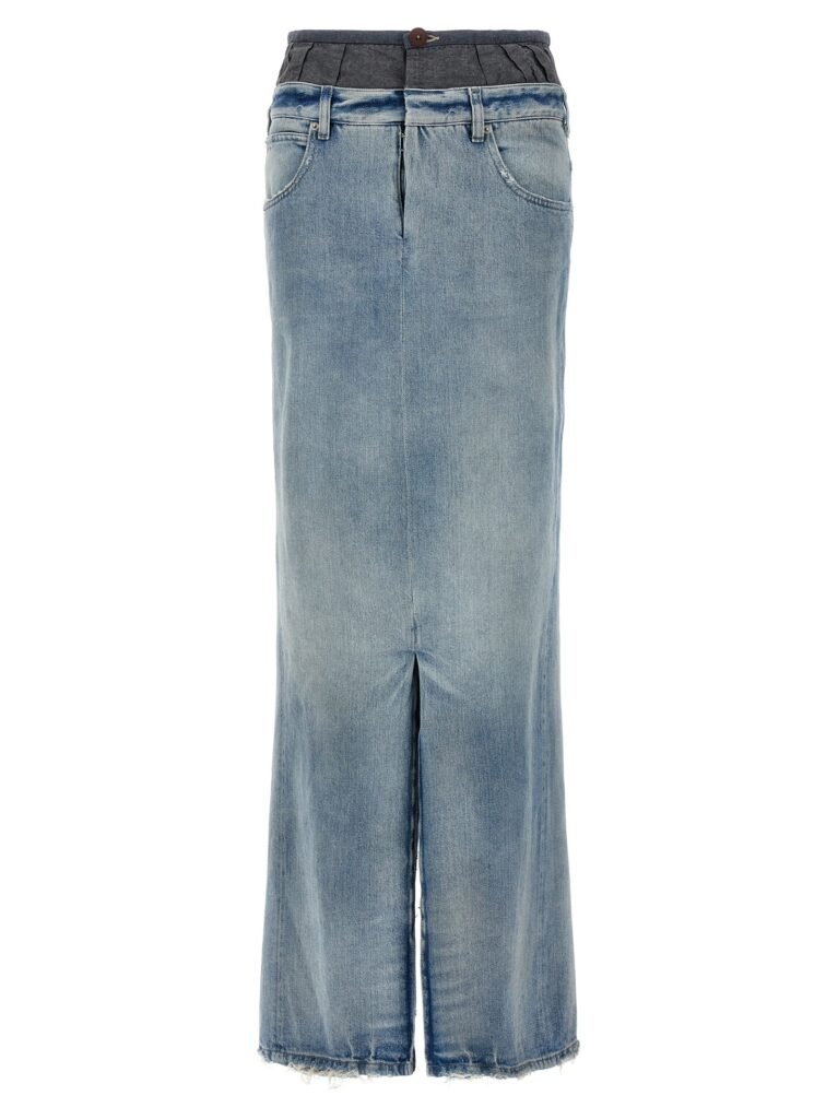 Slits denim skirt