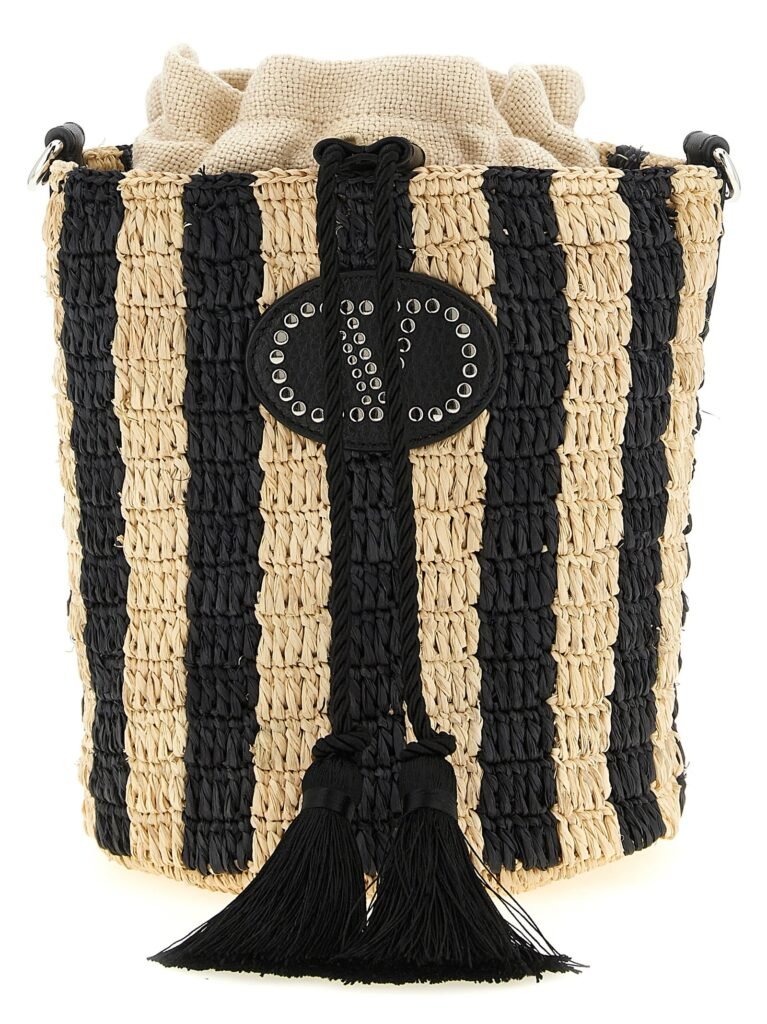 Valentino Garavani raffia small bucket bag