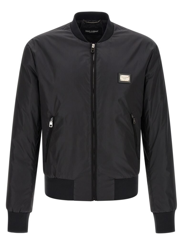 Logo plaque bomber jacket