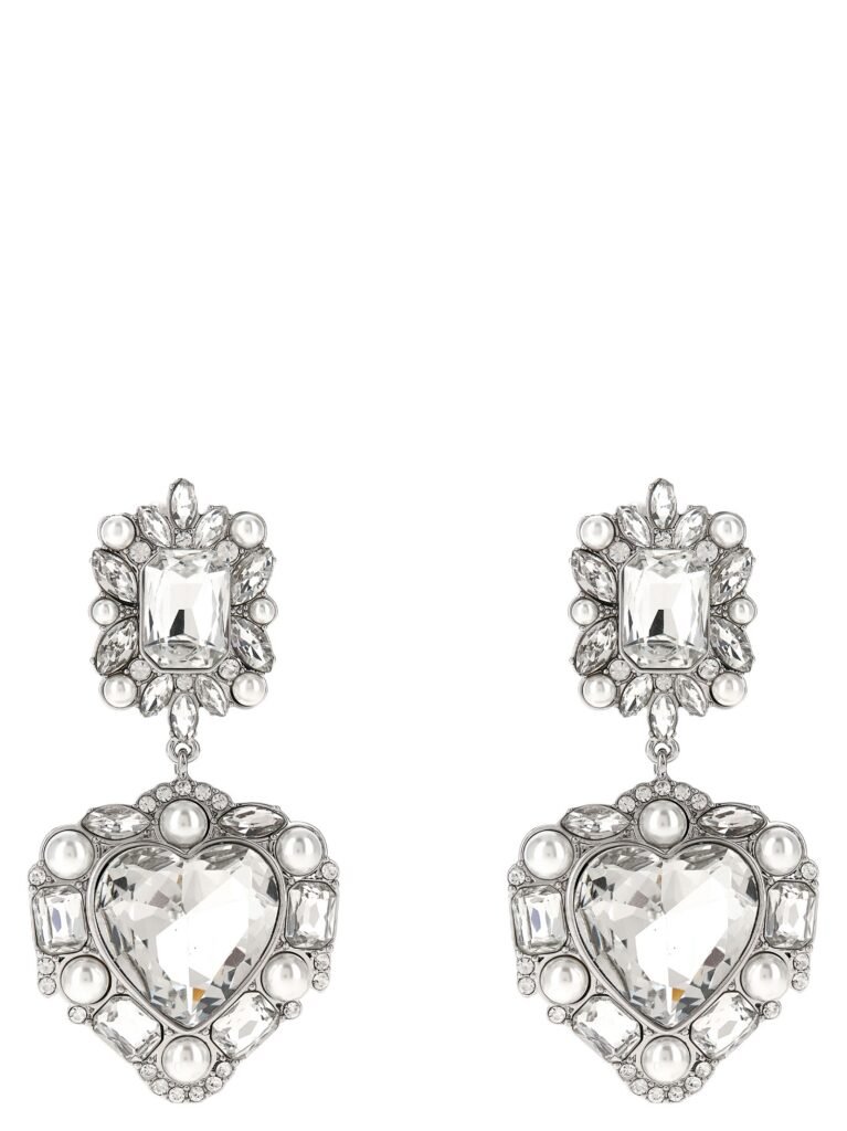 Crystal Pearl Tiered Heart' earrings