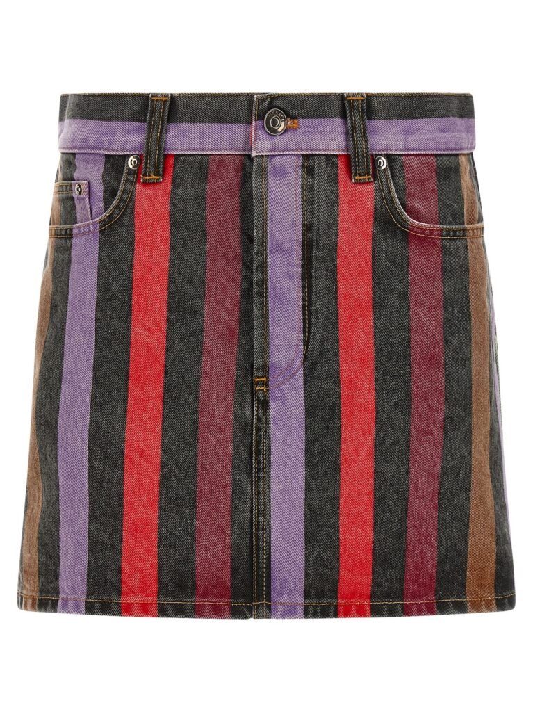 Striped denim skirt