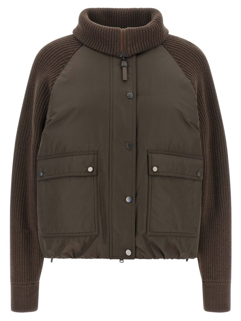 Knit insert down jacket