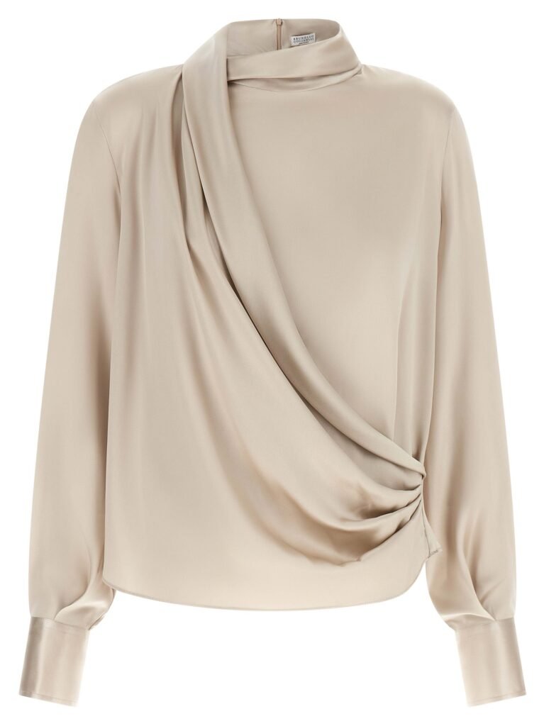 Asymmetric draped blouse