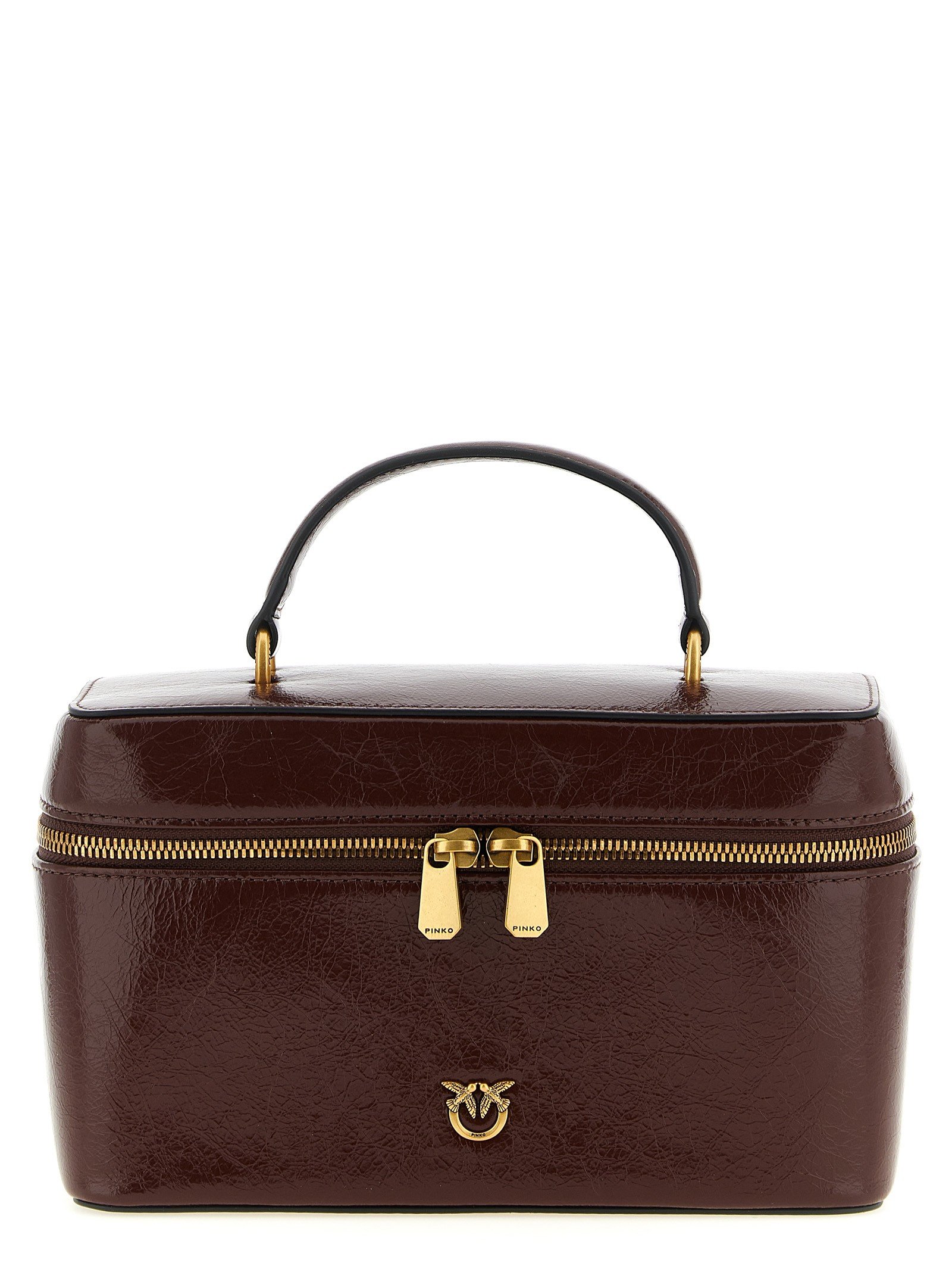 Crumpled effect leather handbag