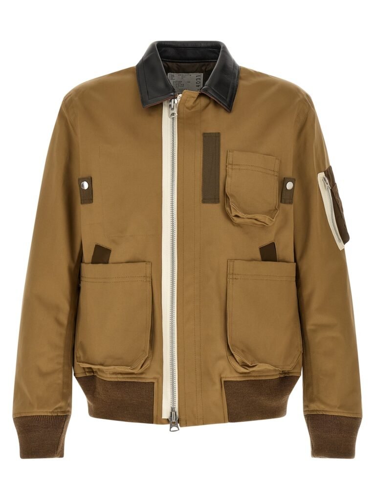 Leather collar blouson
