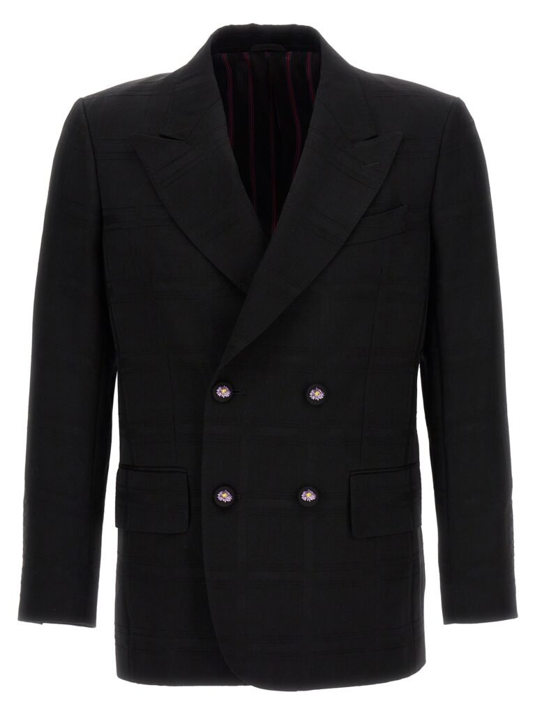 Check double-breasted blazer