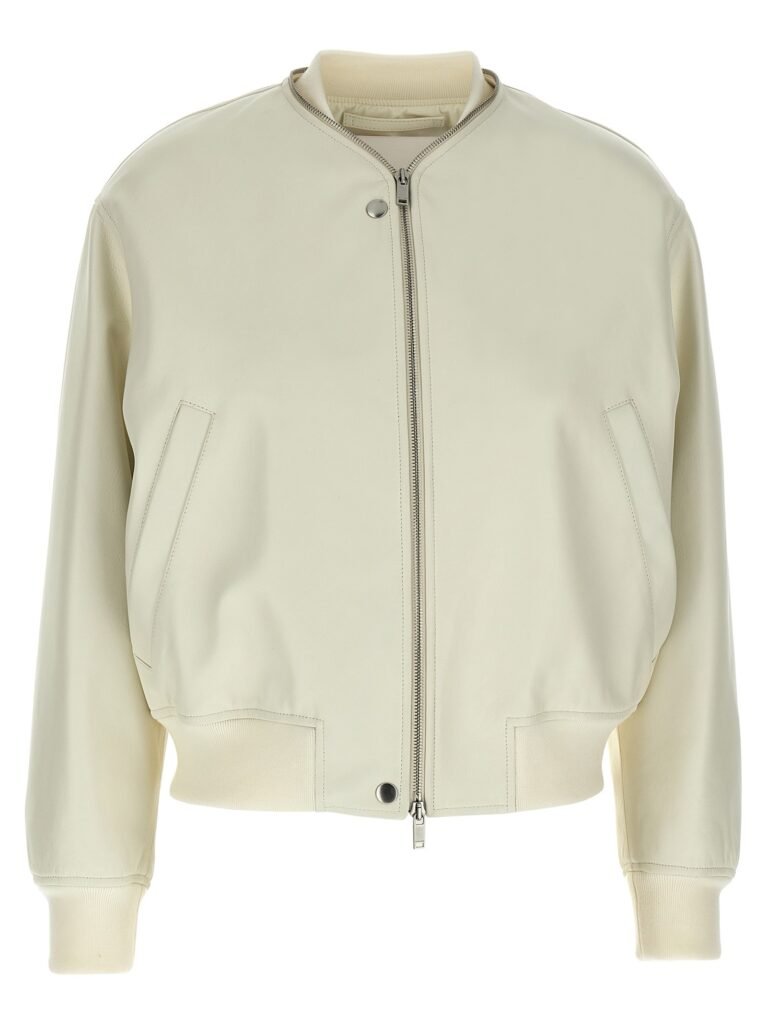 Leather bomber jacket