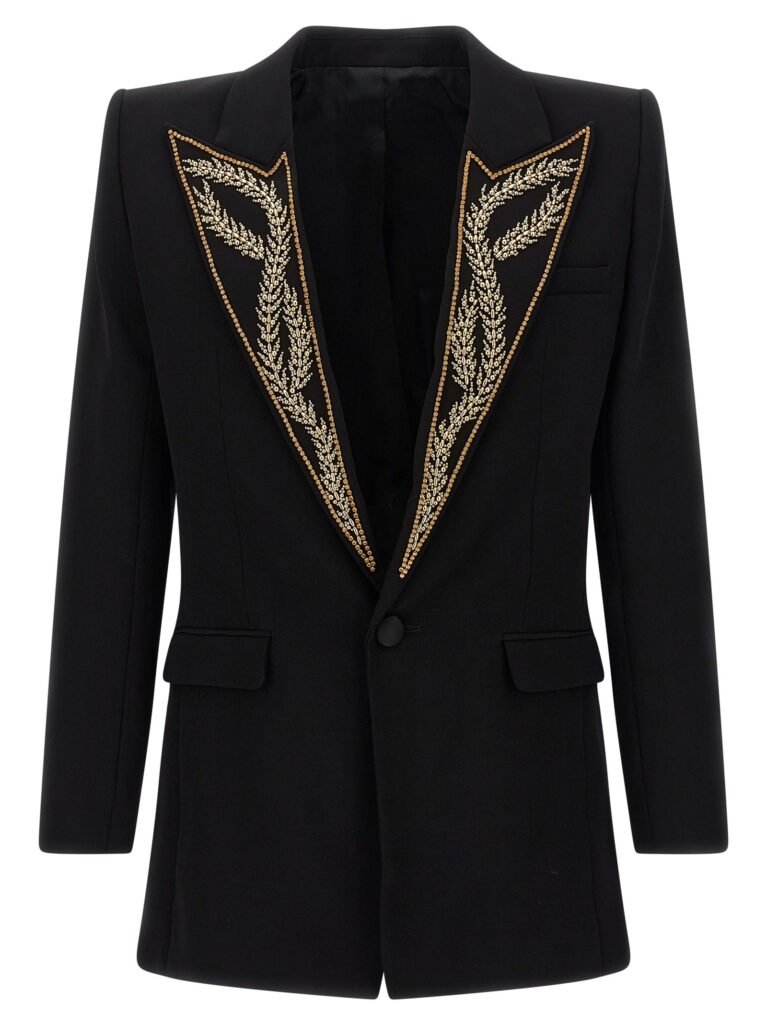Leaf embroidery blazer