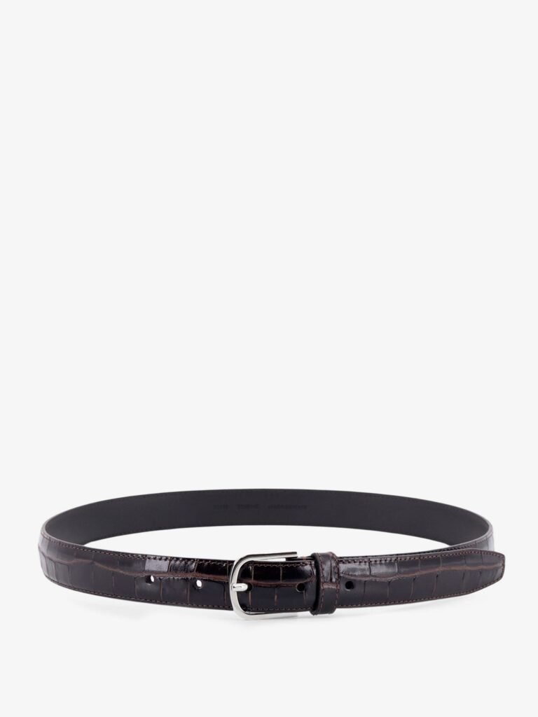 Slim Croco-Embossed leather belt