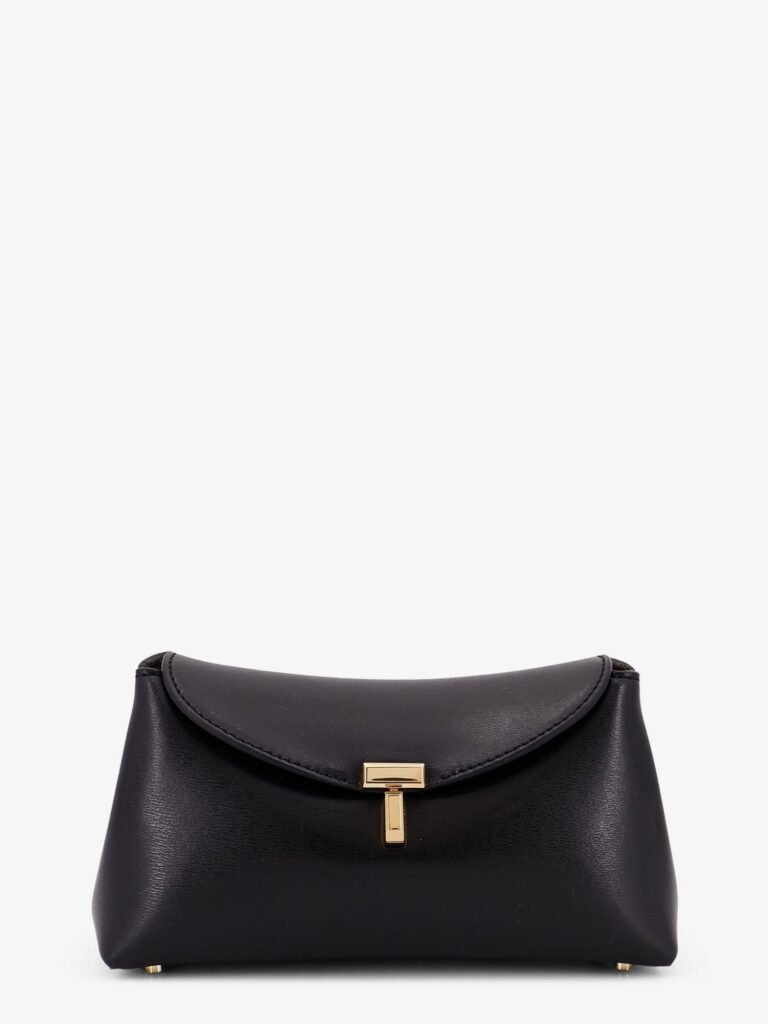 Mini T-Lock leather clutch