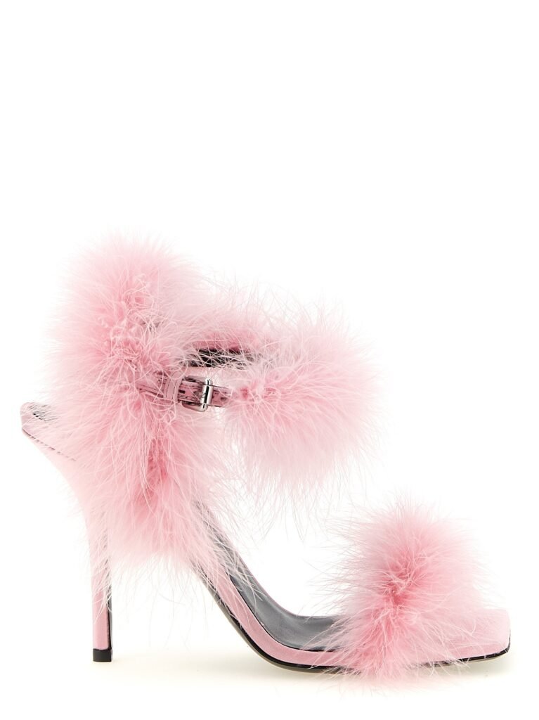 Satin sandals and feathers