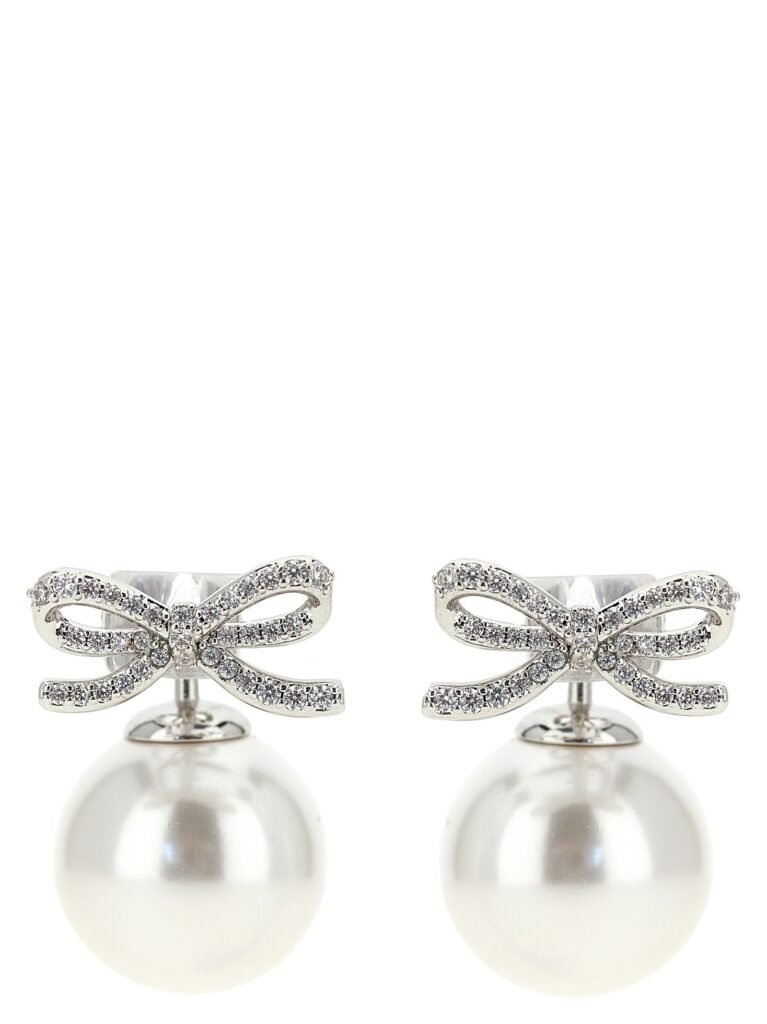 Crystal Bow Pearl Back' earrings