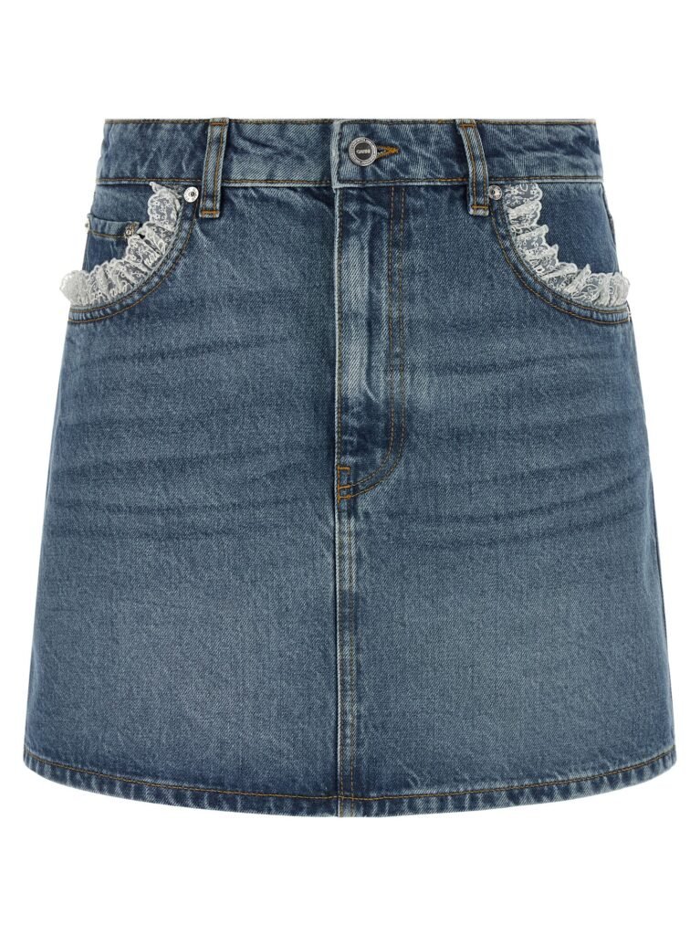 Denim and lace skirt
