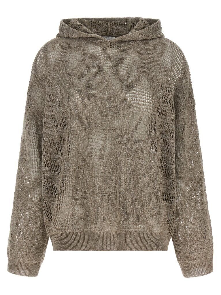 Openwork hooded sweater