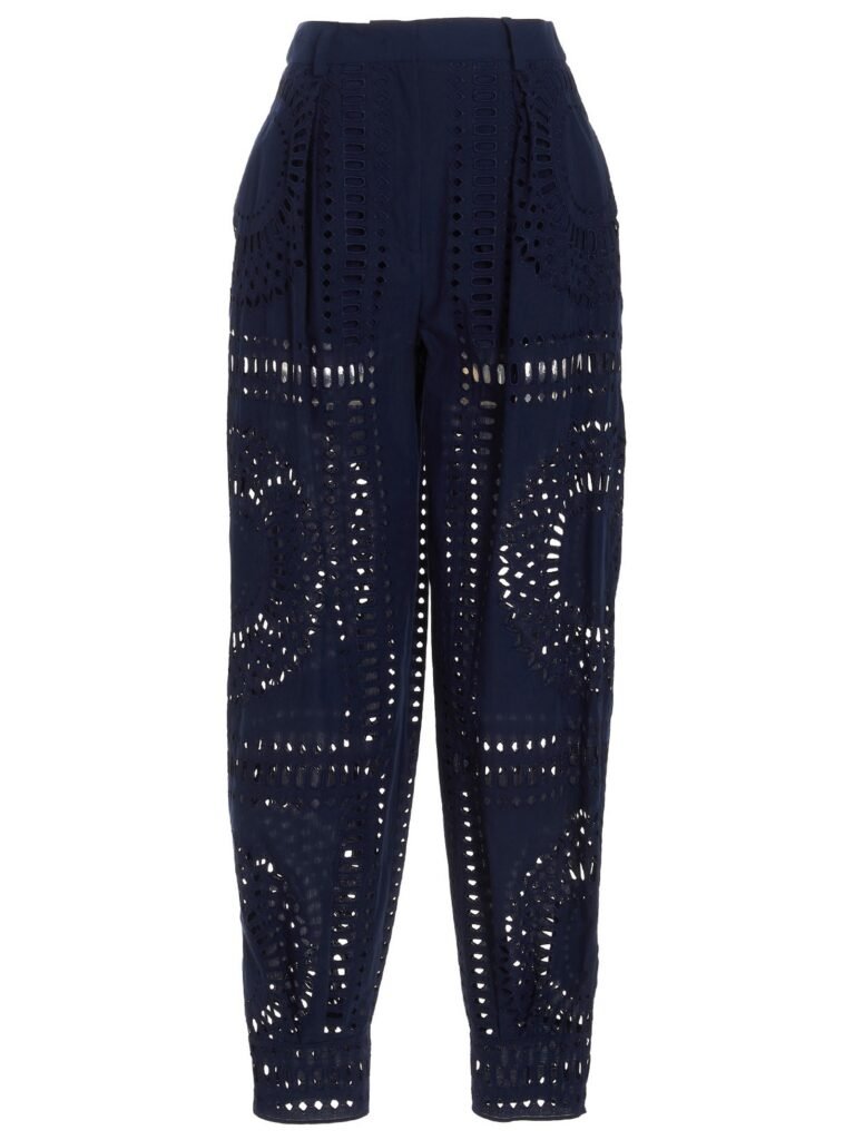 Embroidered cotton pants
