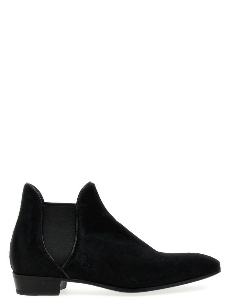 Calf hair ankle boots