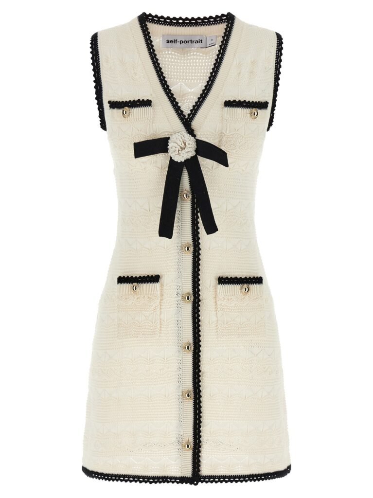 White Pointelle Knit Mini' dress