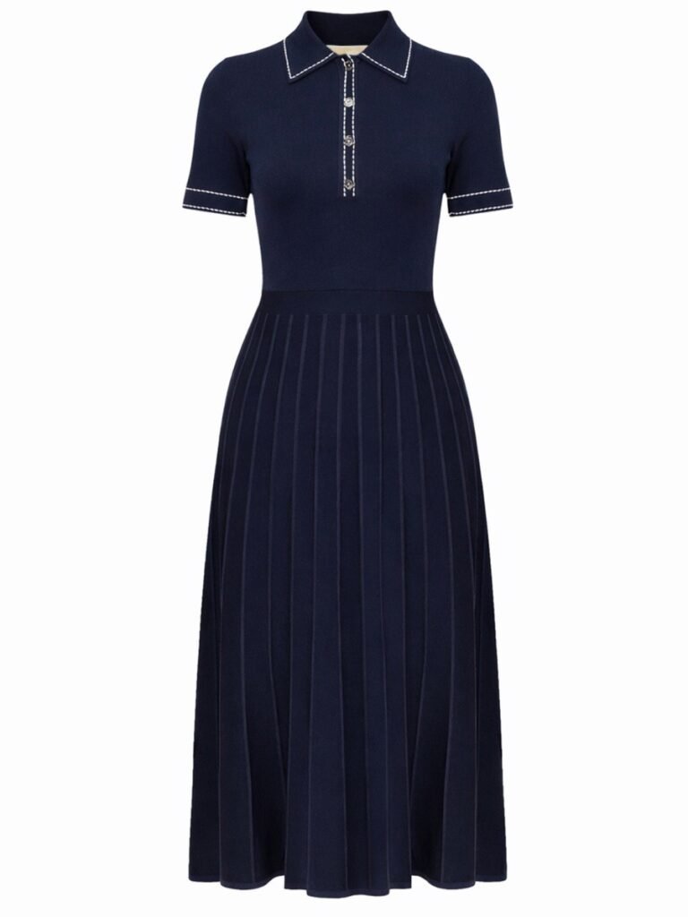 KNITTED POLO SHIRT DRESS