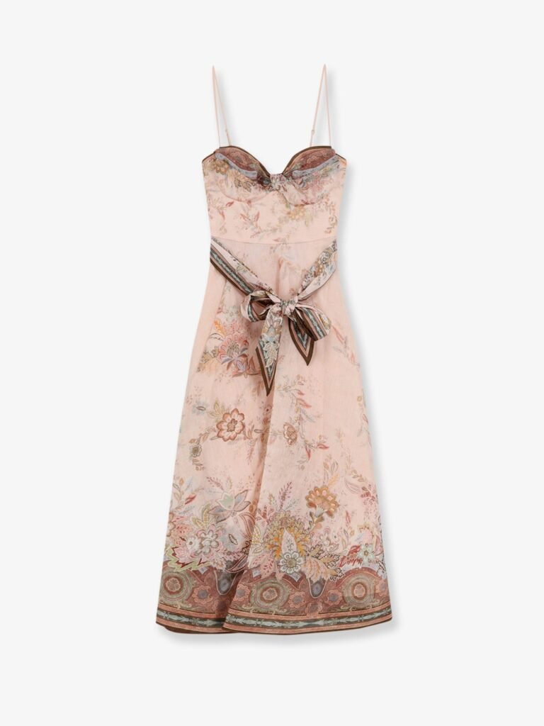 Alchemy silk and linen blend midi dress with all-over floral print