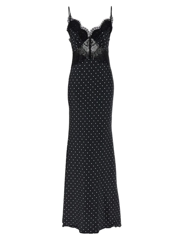 Polka Dot Satin Lace Maxi' dress