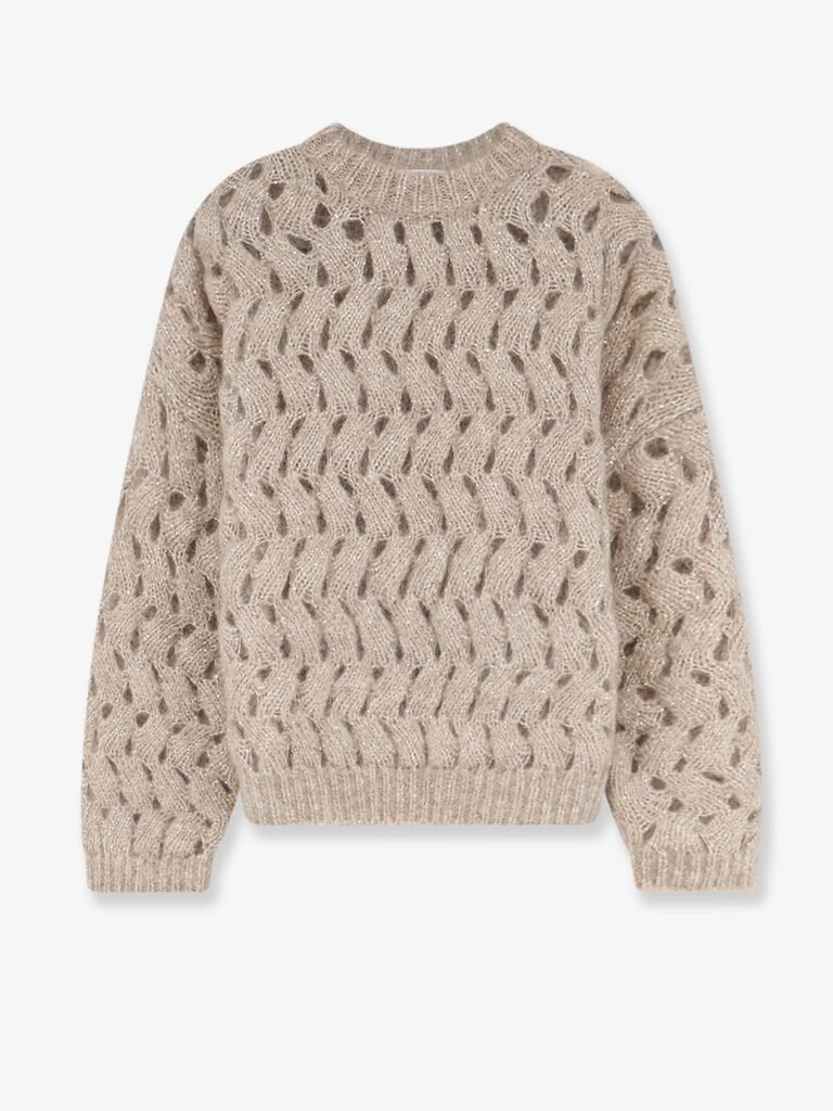 Perforated sweater with micro sequins