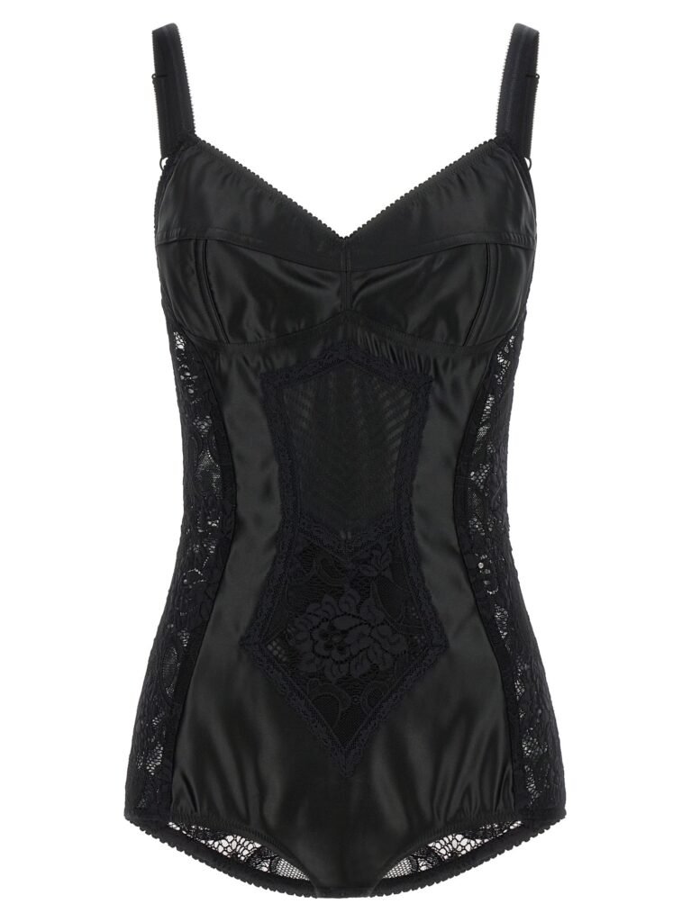 Satin and lace corsetry bodysuit