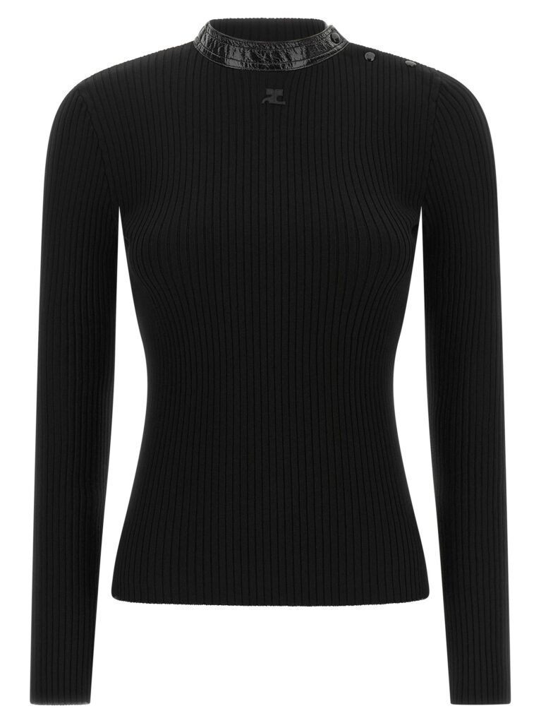 Vinyl collar sweater