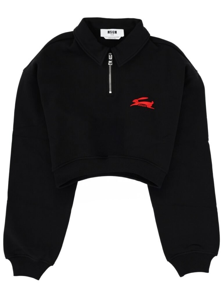 FOLLOW THE RABBIT" COLLARED SWEATSHIRT