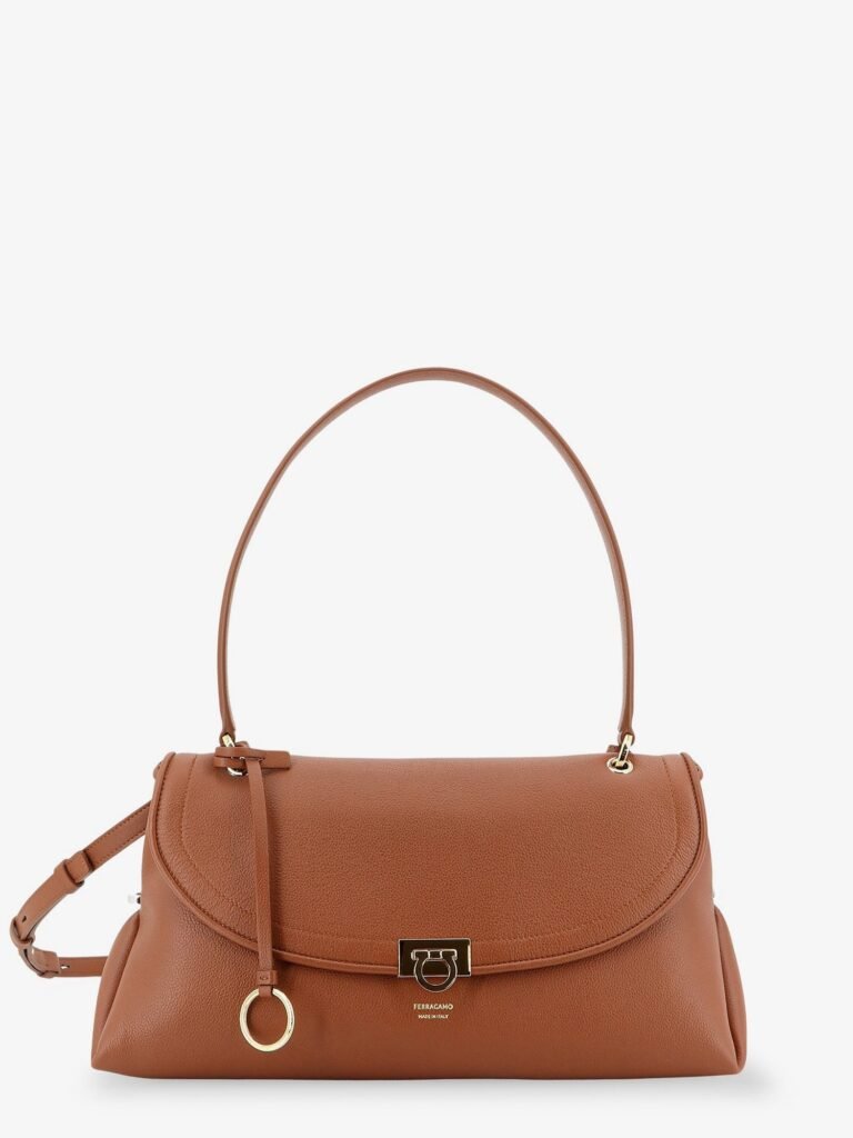 Leather shoulder bag with Gancini detail
