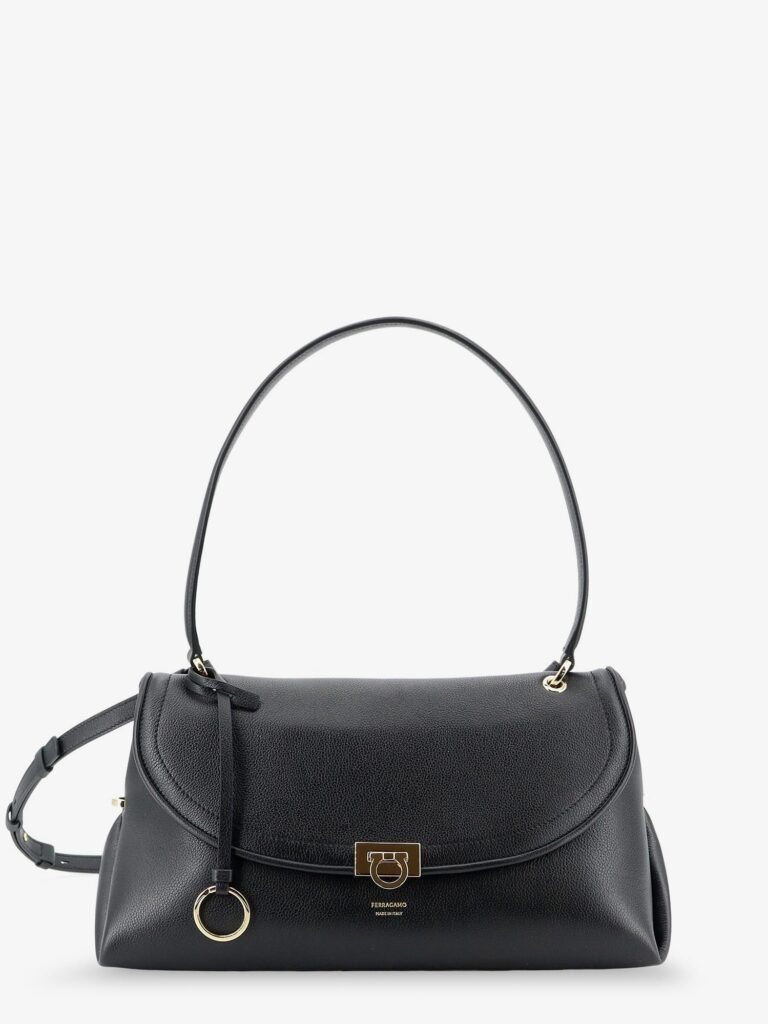 Leather shoulder bag with Gancini detail