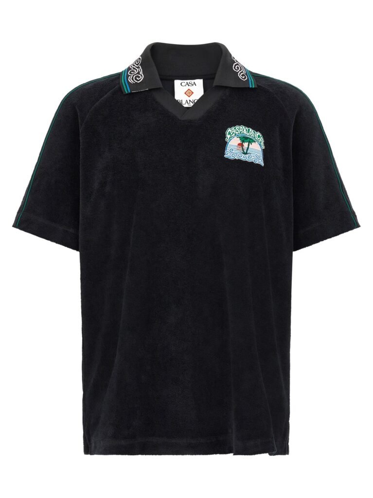 Towelling' jacquard polo shirt