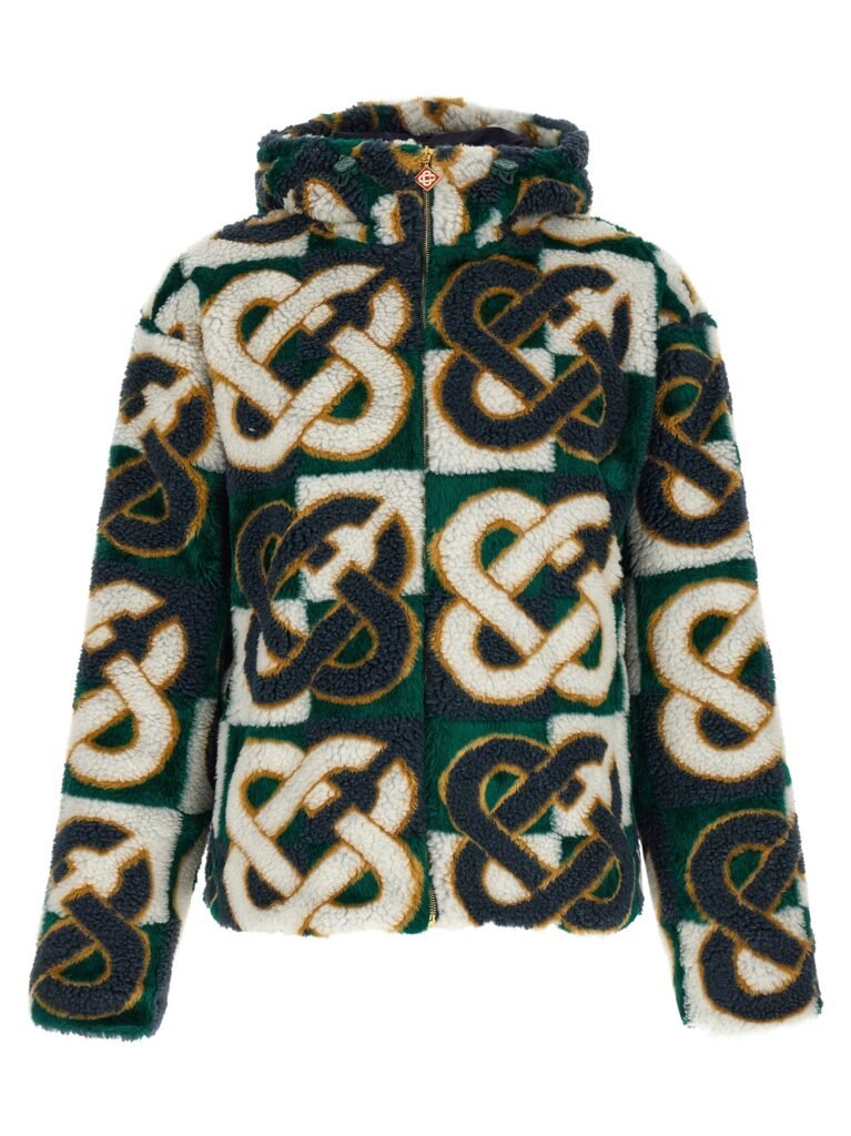 Monogram' intarsia fleece jacket