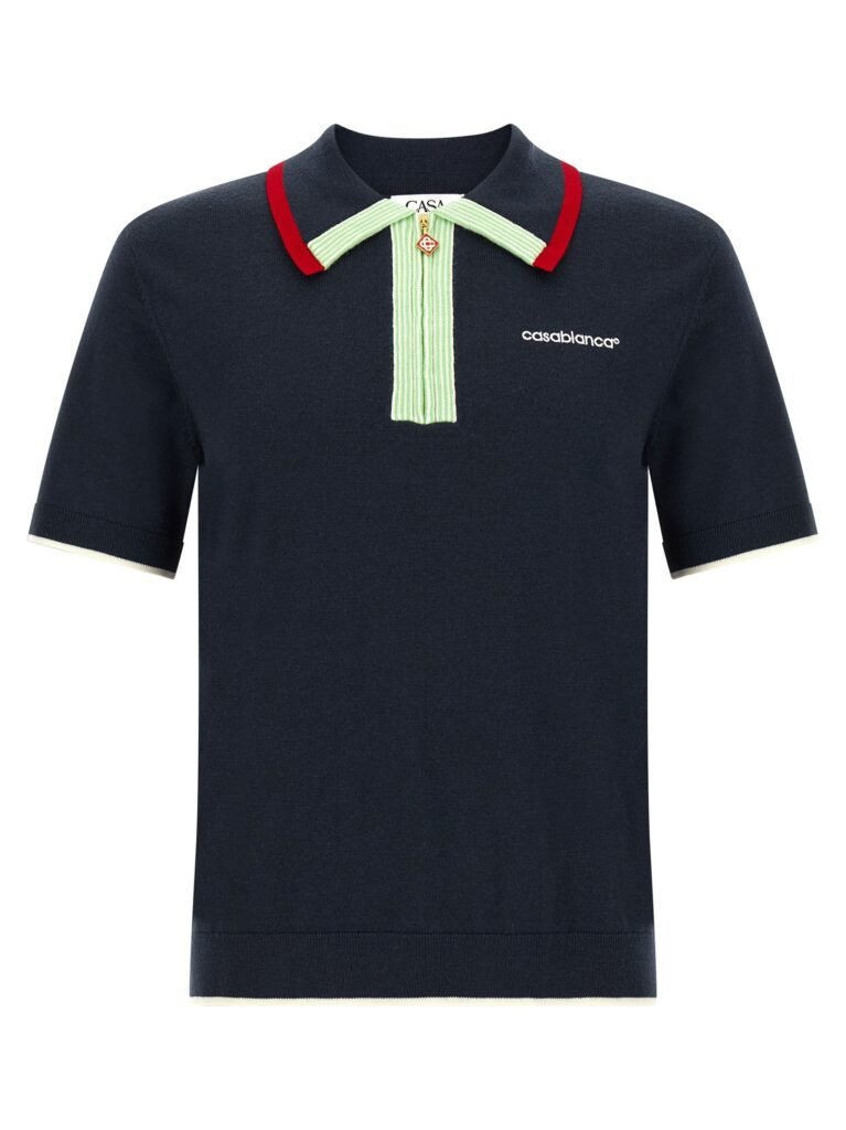 Knit polo shirt with zip
