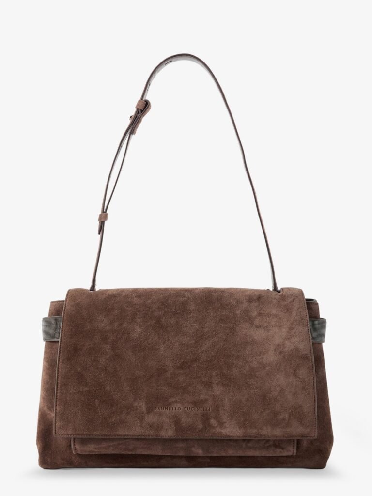 Suede crossbody bag with Monili details