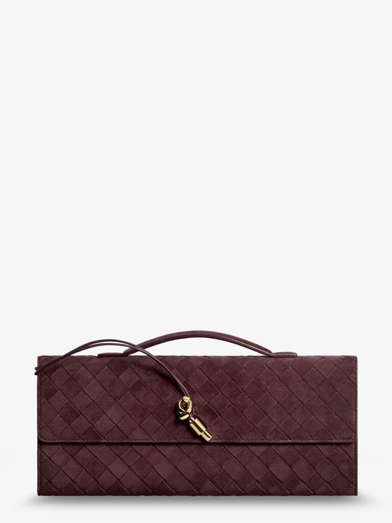 Andiamo Suede Clutch with Intrecciato pattern