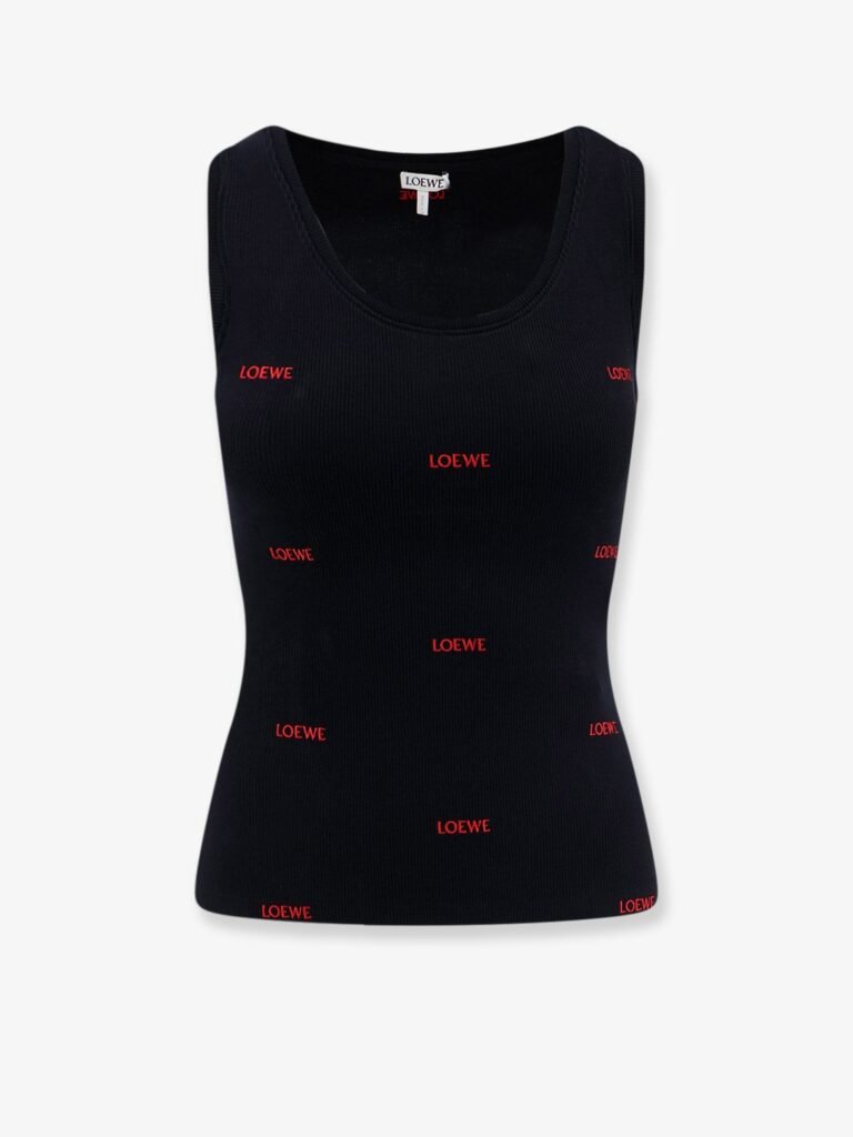 Cotton tank top with all-over logo lettering embroidery