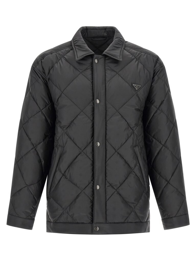 Quilted down jacket with logo