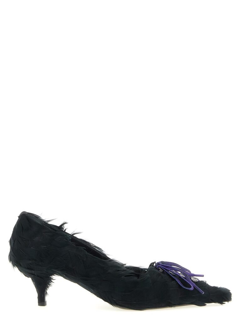 Satin and feather pumps