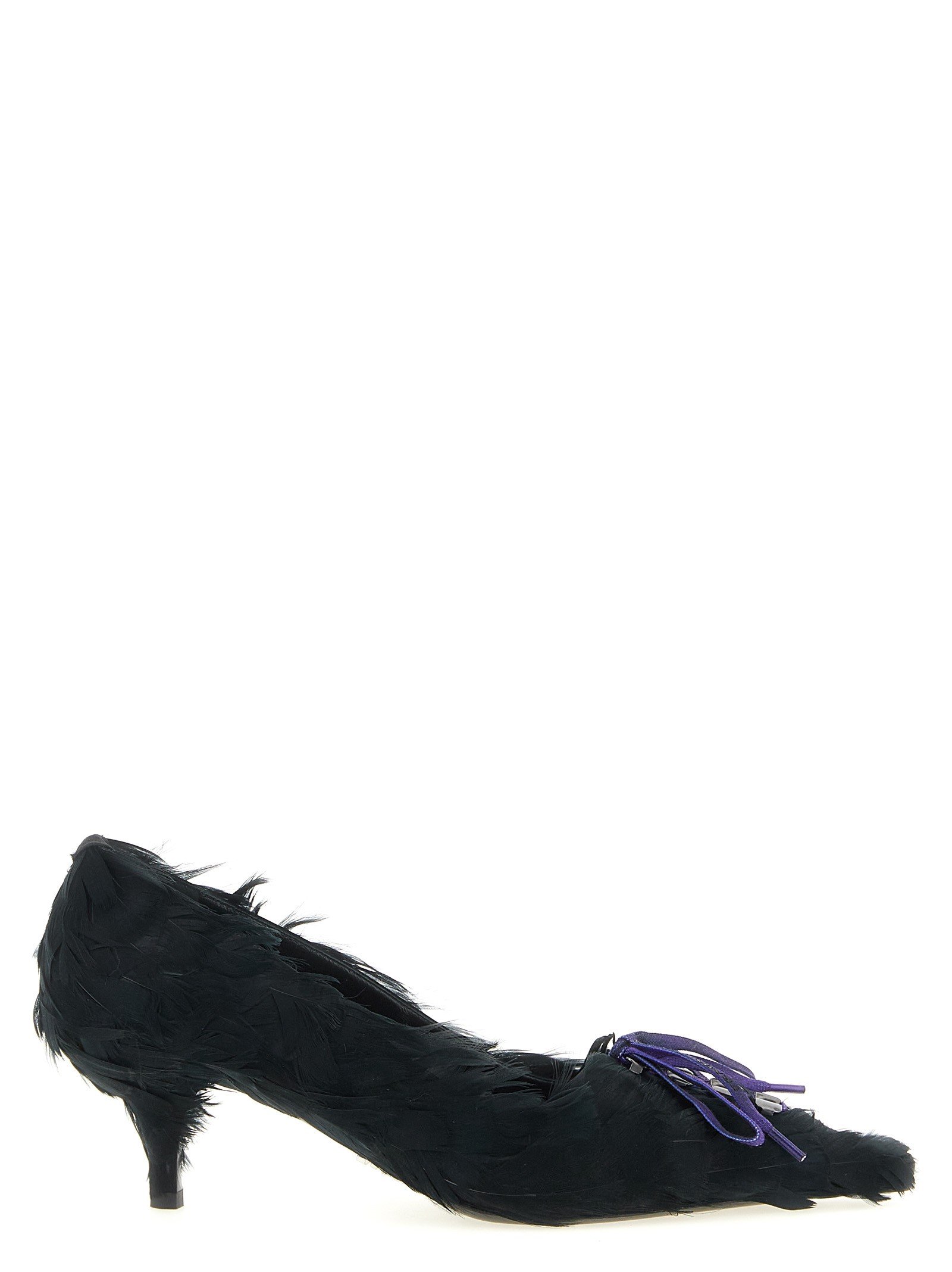 Satin and feather pumps