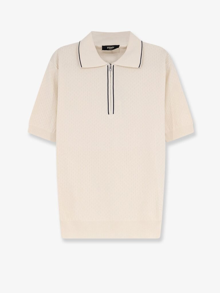 Cotton and silk polo shirt with FF embroidery