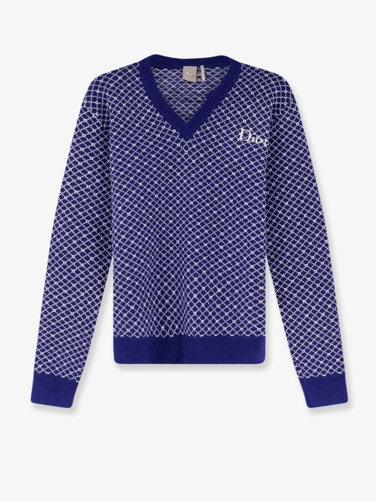 Wool sweater with bicolor pattern
