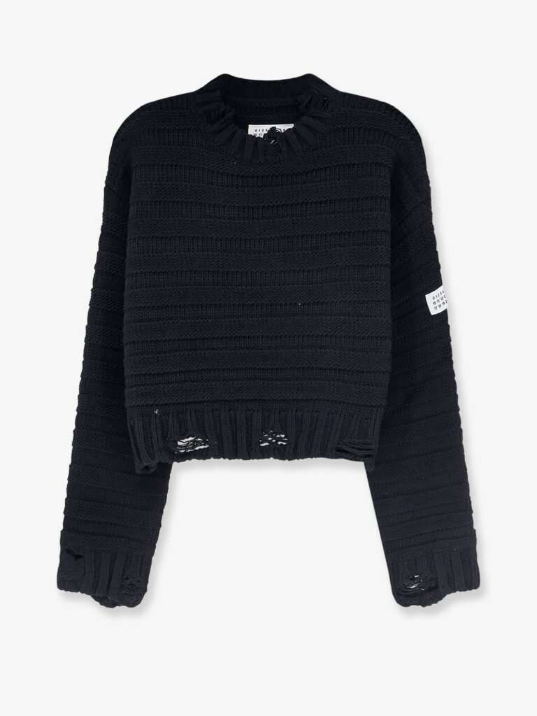 Destroyed effect wool blend sweater