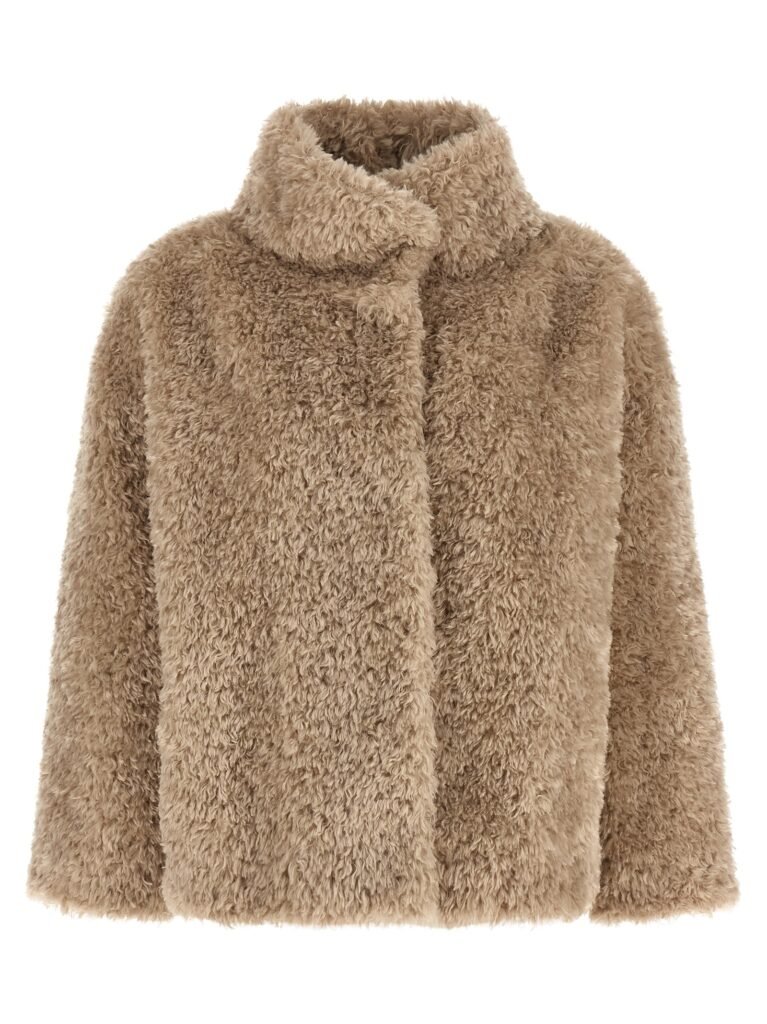 Curled shearling effect coat