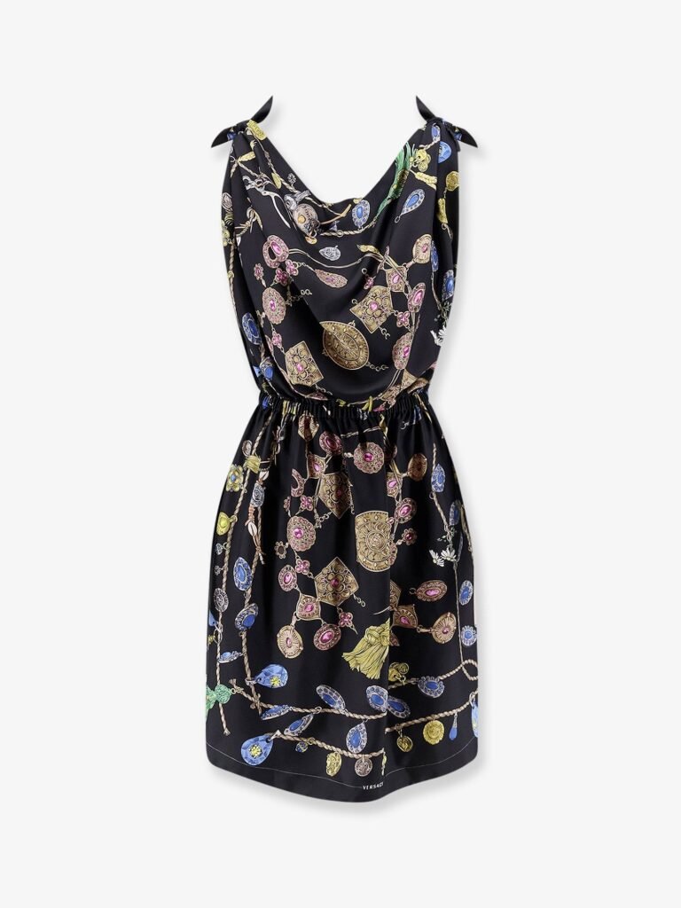 Printed silk twill midi dress