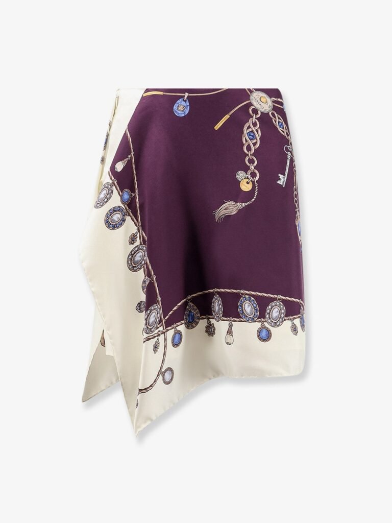 Printed silk twill miniskirt