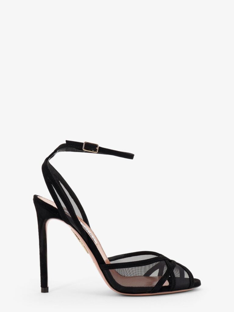 Shear mesh and suede sandals