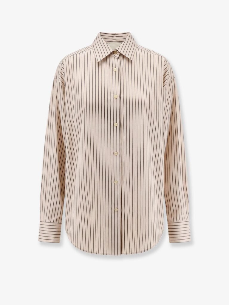 Oversize striped lyocell and silk shirt