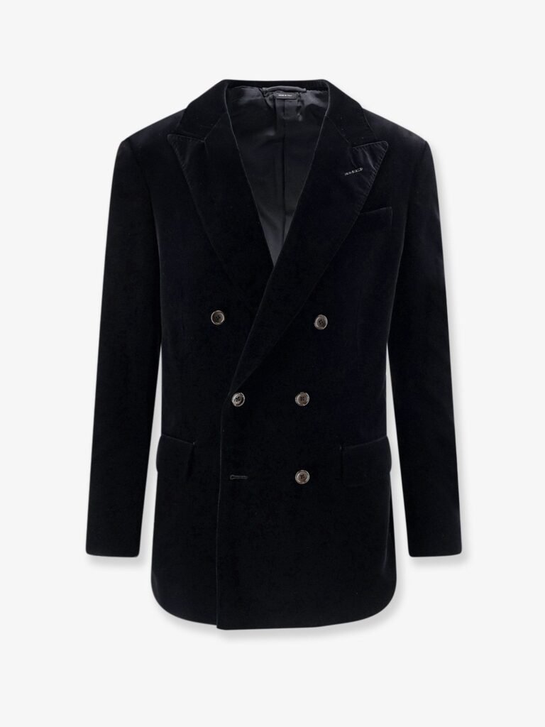 Double-breasted velvet blazer