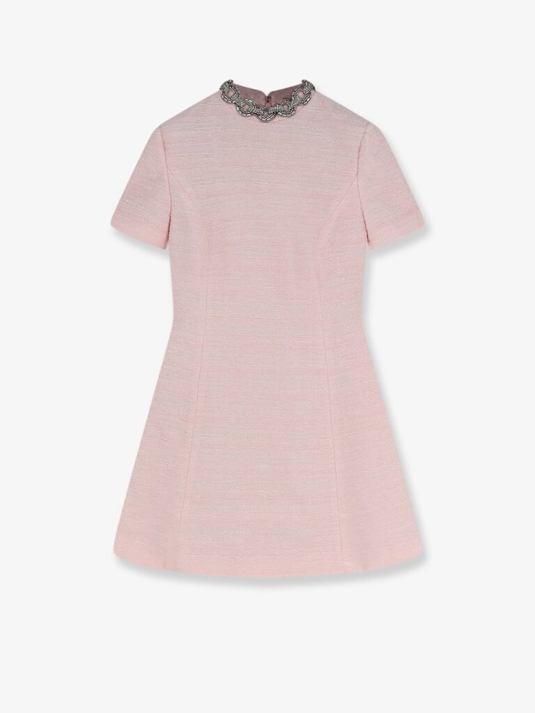 Embroidered Crinkle Cotton Tweed mini dress