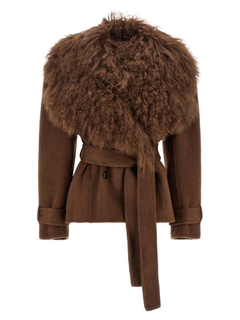 Shearling neck coat